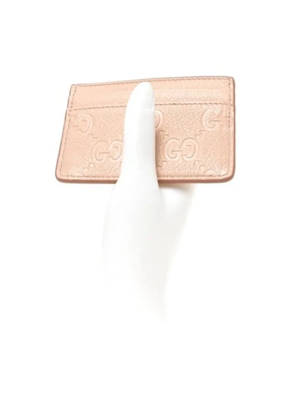 Gucci Women’s GG Emblem Brainy Calfskin Card Case Pink 815883